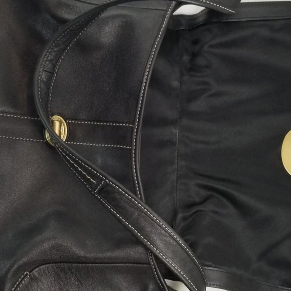 Coach Turnlock Legacy Brushe Black Leather Shoulder Bag - Picture 4 of 7